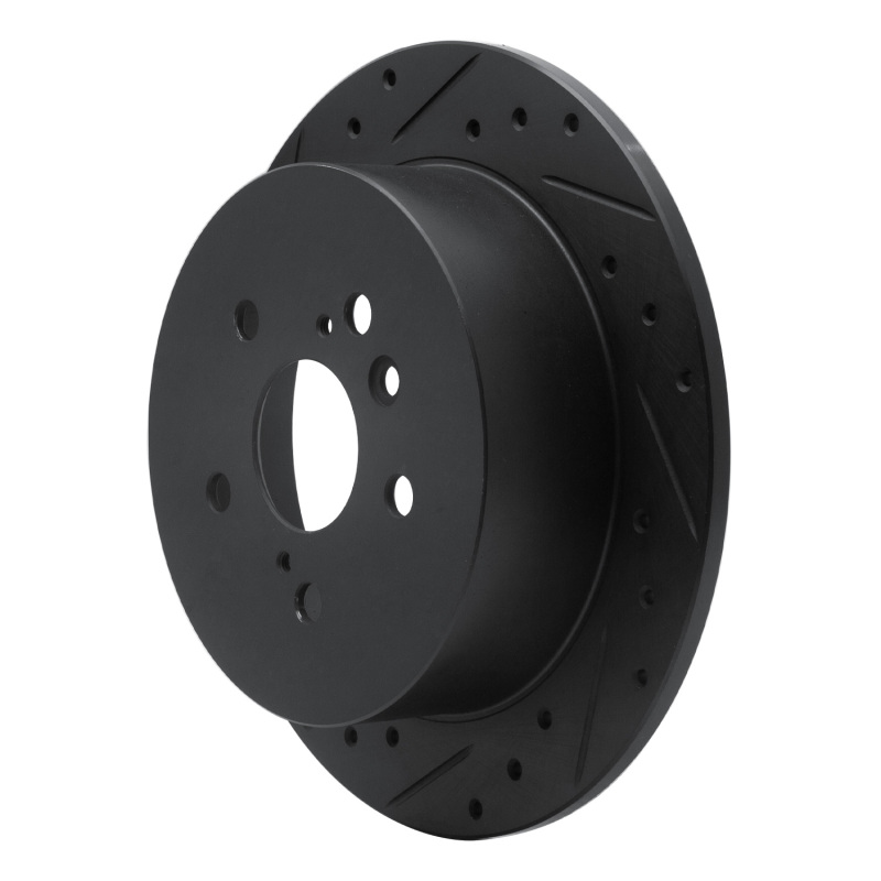 Toyota Venza Brake Rotor (1) - Rear Left - R1 Concepts - Drilled & Slotted - Black - `09-`15